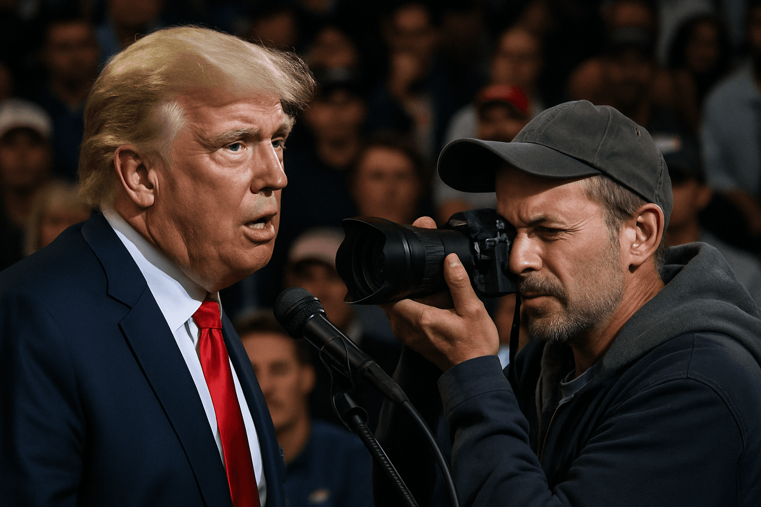 Donald Trump opmerkelijk onderbroken: toeschouwer neemt ex-president op de korrel tijdens bijeenkomst